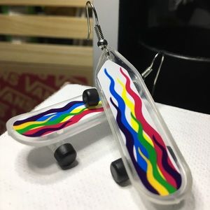 Custom made skateboard earrings
